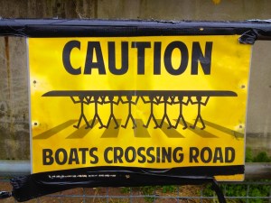 Caution Boots Crossing Road