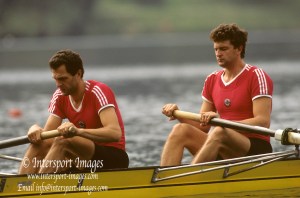 Bled, Slovenia, YUGOSLAVIA. RUS M2-. Bow Nikolai PIMENOV and Yurij PIMENOV. 1989 World Rowing Championships, Lake Bled. [Mandatory Credit. Peter Spurrier/Intersport Images]